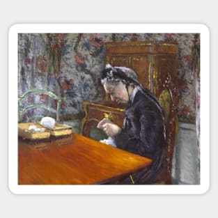 Mademoiselle Boissiere Knitting by Gustave Caillebotte Sticker